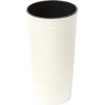 Květináč Plast Květináč béžový Lamela 19 cm x 19 x 36 cm