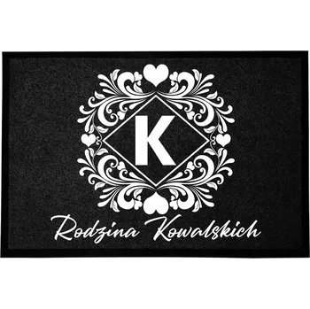 Rohožka ČERNÁ ROHOŽKA 40X60 S VLASTNÍMI INICIÁLAMI - PERSONALIZOVANÁ MONOCHROMATICKÁ ROHOŽKA TREND