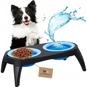 Miska pro psa Skládací (cestovní) silikonová miska Wesoły Pupil modrá 1 l