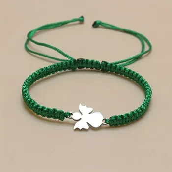 Šperk Andělský pletený náramek s přívěskem z oceli | náramek, šperky - Zelený