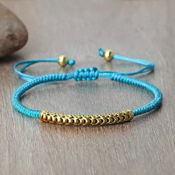 Náramek Pletený tibetský náramek štěstí | náramek, šperk - Modrý