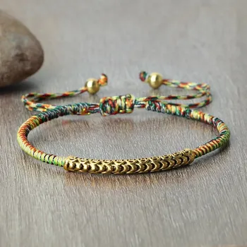 Náramek Pletený tibetský náramek štěstí | náramek, šperk - Barvitý