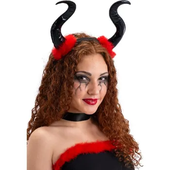 Carnival Toys Velké čertovské rohy černé s červenými chloupky