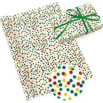 Balící papír Dárkový papír barevné tečky narozeniny DÁREK oslava 70 x 200 cm
