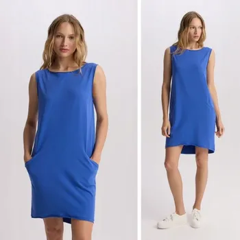 Dámské šaty Diverse šaty pro každodenní nošení, pletená před kolenem, velikost S