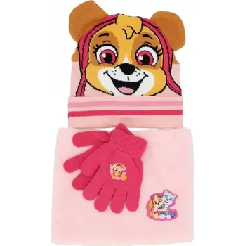 Čepice ČEPICE Tlapková patrola ŠÁLA DĚTSKÁ ZIMNÍ SADA SKYE KOMPLET RUKAVICE