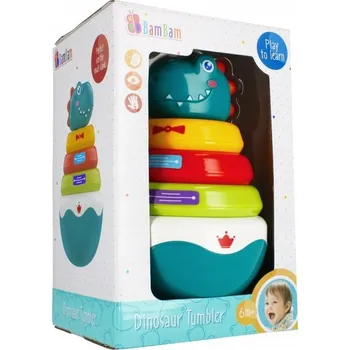 Hračka pro nejmenší Panáček Vstaváček Dino 2v1 věž BAM BAM 475293