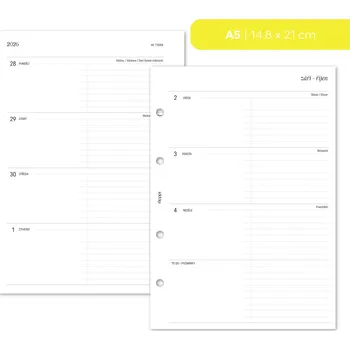 Diář Fleppi Náplň do diáře - Kalendář 2026, T2S horizontální čistý + to do (203) Vyberte velikost náplně: A5 - 4 dírky