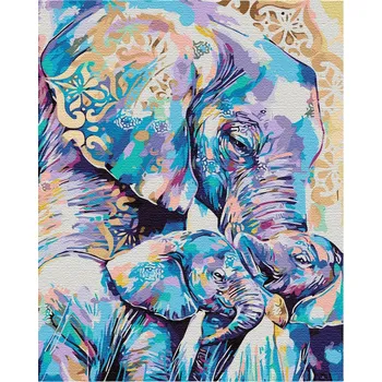 Obraz Obraz k vymalování podle čísel Artnapi Sloní rodina 40x50 cm na rámu