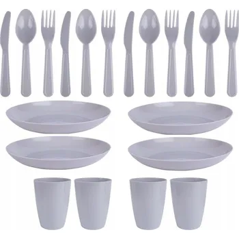 Talíř PIKNIKOVÁ SADA turistická talíř hrnek příbory plastové opakovaně použitelný