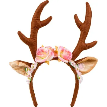 Karnevalový kostým Čelenka sobí parohy s květinou