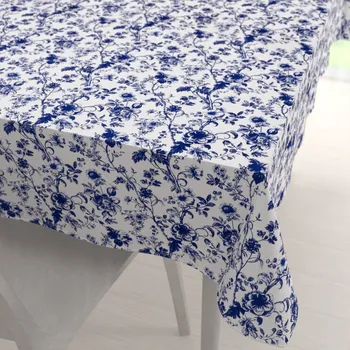 ubrus Bavlněný obdélníkový ubrus Sandra SA-639 Modré květiny na bílém 50x100 cm
