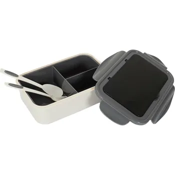 Svačinový box Lunchbox Intesi Single šedý s nádobou 2,5 l a příbory do práce nebo školy, moderní