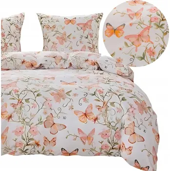 Povlečení Sada Povlečení 3D 220x200 2x70/80 Motýli Bavlněný Satén 3053