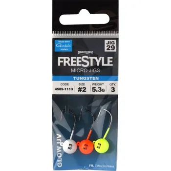 Rybářský háček SPRO - Jigová hlava Tungsten Micro Jigs 3,5 g 2,1 cm vel. 2 Glow 3 ks