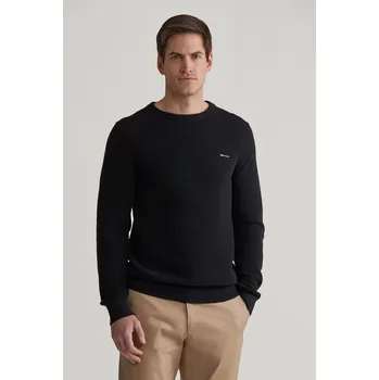 Pánský svetr SVETR GANT COTTON PIQUE C-NECK BLACK