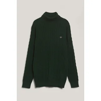 Pánský svetr ROLÁK GANT COTTON CABLE TURTLE NECK TARTAN GREEN