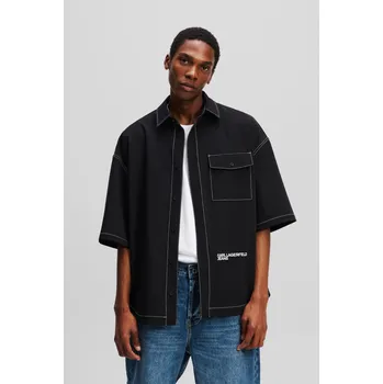 Pánská košile KOŠILE KARL LAGERFELD JEANS KLJ SSLV RELAXED SHIRT BLACK
