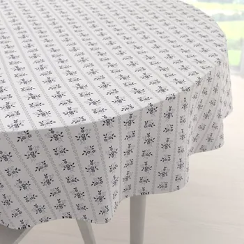 ubrus Bavlněný kulatý ubrus Sandra SA-641 Temně modrý lidový květinový vzor na bílém Ø 40 cm