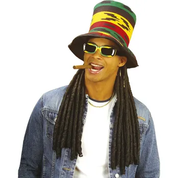 Klobouk Rasta s černými dredy