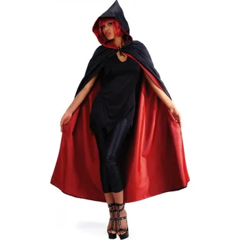 Karnevalový kostým Plášť s kapucí oboustranný černo červený 140 cm