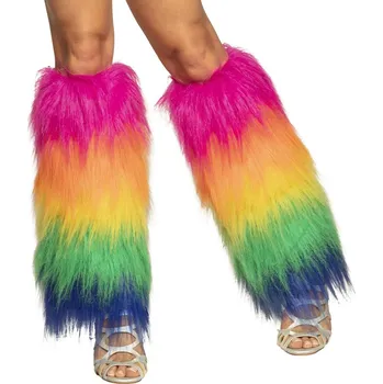 Karnevalový kostým Plyšové návleky na nohy duhové