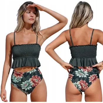 Dámské plavky DVOUDÍLNÉ BIKINY S VOLÁNKEM - PLAVKY - VELIKOST L