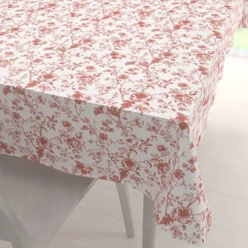 ubrus Bavlněný obdélníkový ubrus Sandra SA-640 Lososové květiny na bílém 120x140 cm