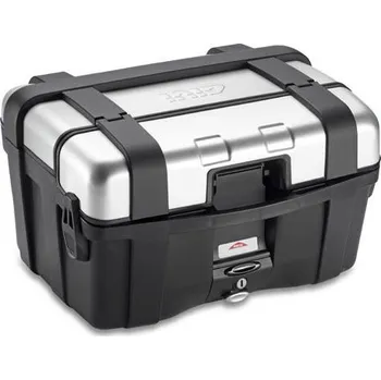 Zavazadlo na motocykl Trk46N kufr Givi Trekker černý se stříbrným hliníkovým víkem (Monokey), objem 46 ltr.