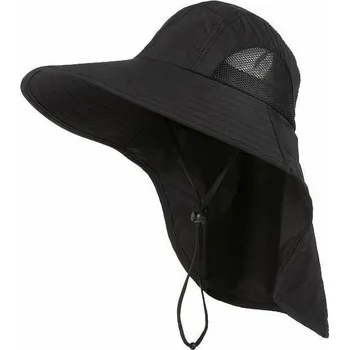Klobouk Letní široký klobouk proti slunci s krytím krku | klobouk, pokrývka hlavy - 60cm černá