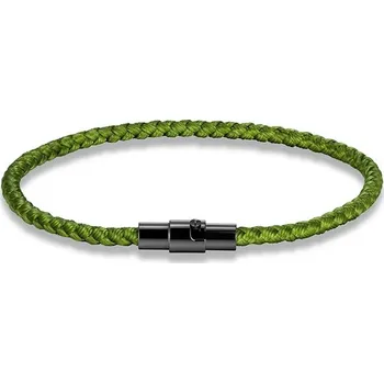 Šperk Stylový náramek z lana a oceli | pánský náramek, dámský náramek - Olivově zelená , 23 cm