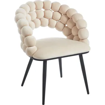 Jídelní židle Čalouněná sametová židle Bulle VIC béžová s područkami do jídelny a obývacího pokoje Intesi