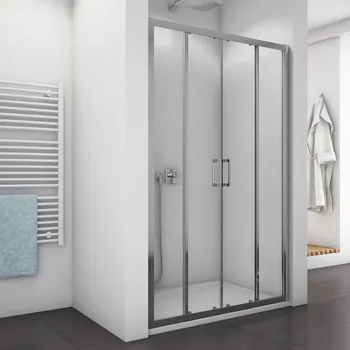 Sprchové dveře Ronal TOP-LINE S TLS4 dvoudílné posuvné dveře s 2 pevnými stěnami v rovině 150 cm Profil: Aluchrom, Sklo: Durlux 22