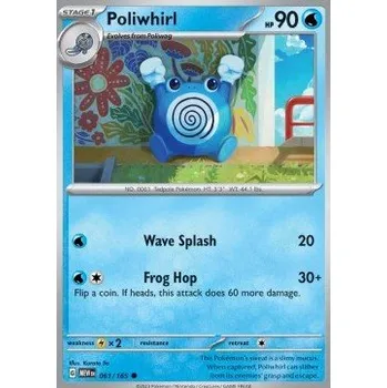 Karetní hra Pokémon MEW 061/165 Poliwhirl - 151 Stav: Near Mint, Verze: REVERSE HOLO