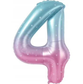 Balónek Balón k 4. Narozeninám Číslice Čtyři Fóliový Happy Birthday růžovo-modrý 100 cm