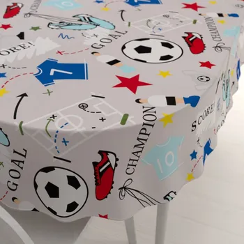 ubrus Dětský bavlněný oválný ubrus Sandra SA-646 Fotbal to je hra - na šedém 50x100 cm