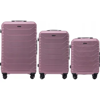 WINGS SADA tří KUFRŮ na 4 kolečkách TVRDÉ ZAVAZADLO ZÁMEK TSA POLYCARBON