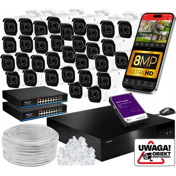 IP kamera Sada IP POE Monitoringu 8MP B8 Ultimate 32 Kamer ZOOMx5 60M IR 2x Switch