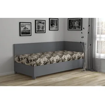 Postel Nabytekmorava Polohovací válenda Yukon s úložným prostorem 90x200 dekor lamina: Tmavě šedá, barva čalounění: Mega 13 V3 šedá, provedení: PRAVÉ