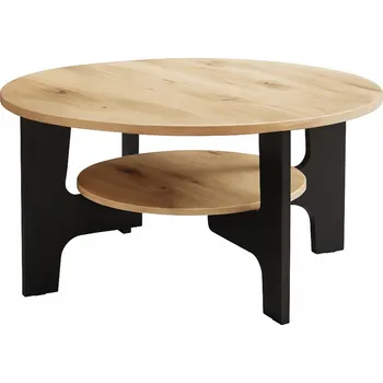 Konferenční stolek Konferenční stolek APM PIATTO kulatý 80 x 80 x 42,5 cm černý, dub artisan