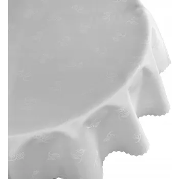 ubrus Obrus Plamoodolný na Stůl Svaté Přijímání Bílý Květiny Růže Kruh prům. 160 cm