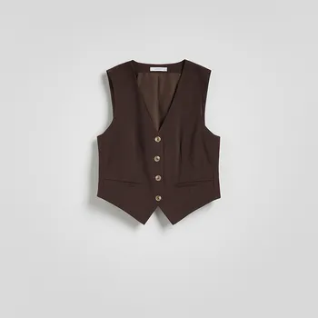 Dámský kabát Reserved - Granitová vesta - tmavě hnědá - 0977P-89X - 0977P-89X-36