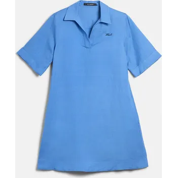 Dámské šaty ŠATY KARL LAGERFELD LINEN BLEND SHIFT DRESS ULTRAMARINE