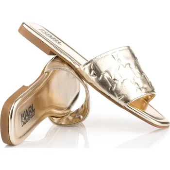 Dámské sandále PANTOFLE KARL LAGERFELD BRIO MONOGRAM RPT SLIDE GOLD LTHR
