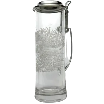 Sklenice Půllitr s motivem ryby – skleněný s cínovým víčkem, vysoký