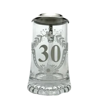 Sklenice Korbel k 30. narozeninám – skleněný s cínovým víčkem 0,4 l