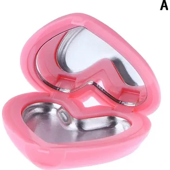 Srdíčková krabička na oční stíny nebo balzám s&nbsp;zrcátkem | kosmetická kazeta, makeup organizér - A