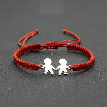 Šperk Náramek přátelství s ocelovým přívěskem | náramek, šperky - Červený