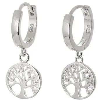 Náušnice Stříbrné náušnice kruhy se stromem života 13 mm STNAU1442F