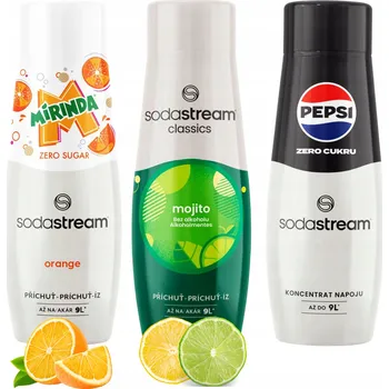 Výrobník sody SODASTREAM Mirinda Zero + Mojito + Pepsi Zero sirupy pro výrobník sody 3 ks